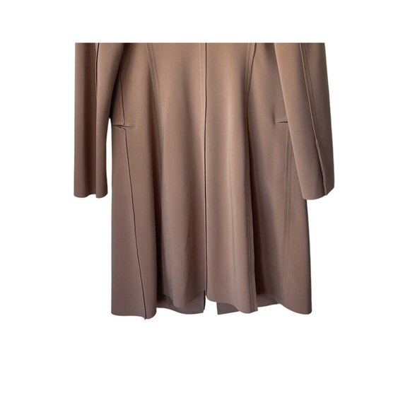 Norma Kamali Trench Coat Jacket Size M Brown Camel Long Minimalist Lagenlook - Picture 6 of 10